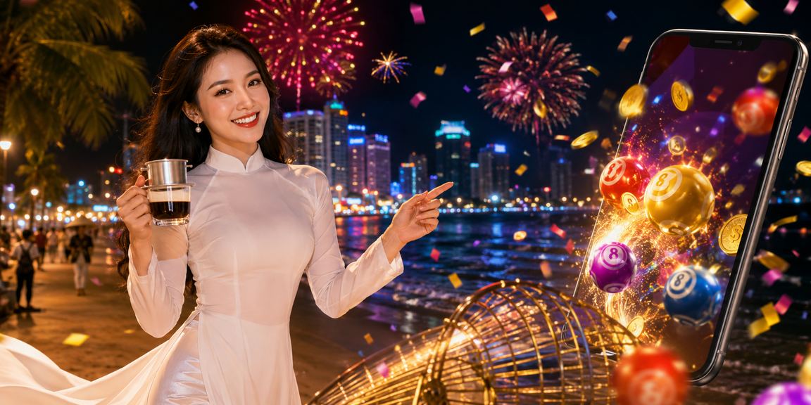 Người phụ nữ mặc áo dài tại Nha Trang tra cứu xổ số và jackpot trực tuyến